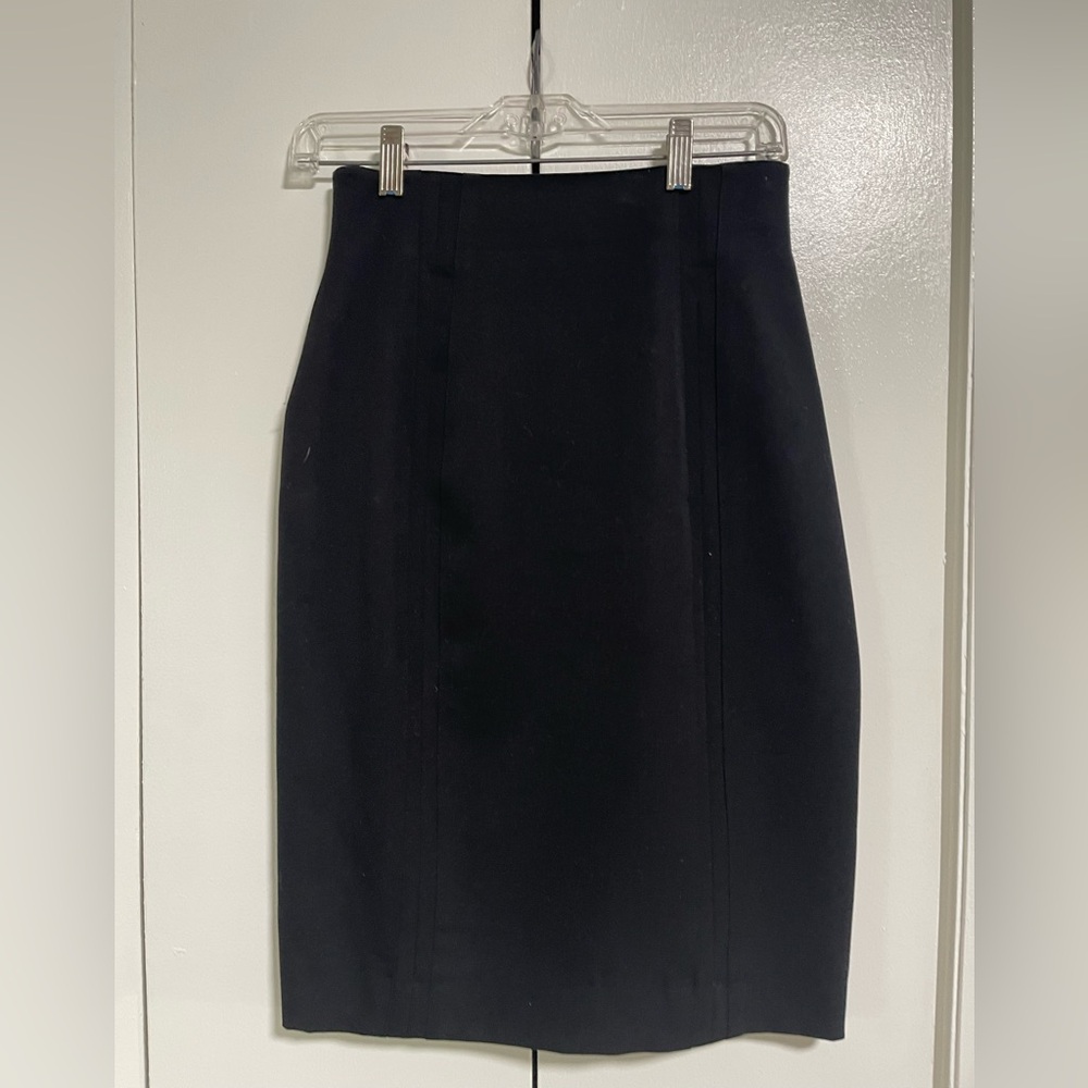 Vintage 80s Eleanor P Brenner 100% Wool Career Black Pencil Skirt